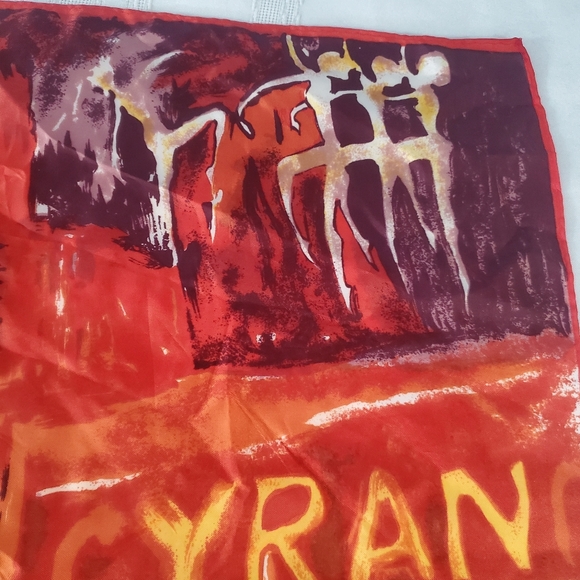 Vintage 60's Moulin Rouge Scarf Artistic Paris Scene Neckerchief  26"×26" - Picture 5 of 9